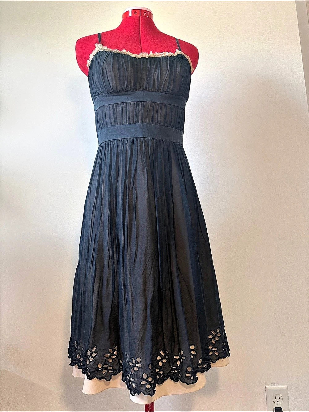 Vintage max and cleo Black & White Silk Party Dress Size Small